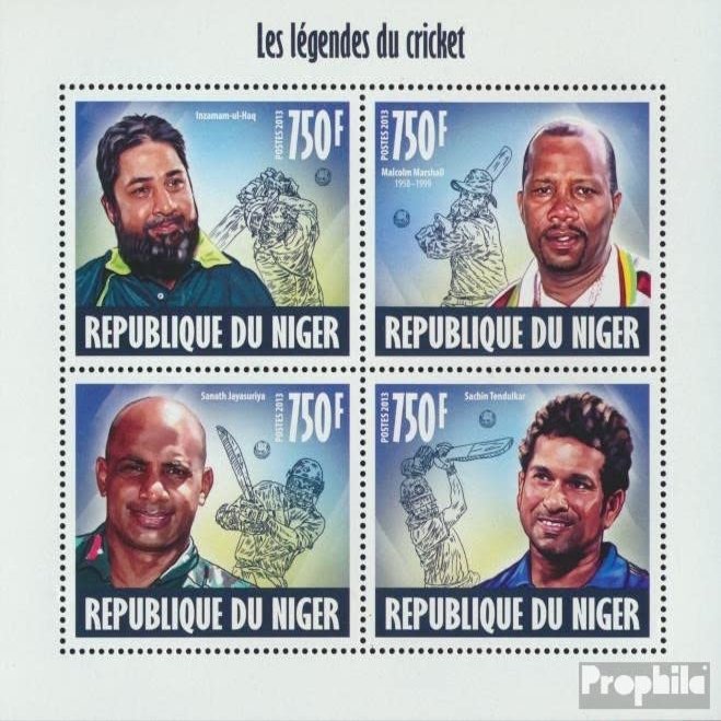 Niger 2506-2509 Sheetlet (Complete. Issue.) unmounted Mint/Never hinged ** MNH 2013 Cricket (Stamps for Collectors) Ball Games Without Football (baskfirst Day sheetall/Handball/Baseball )