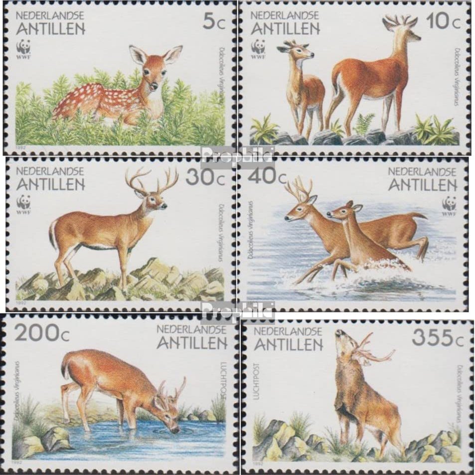 Dutch Antilles 739-744 (Complete.Issue.) unmounted Mint/Never hinged ** MNH 1992 Weiwedelhirsch (Stamps for Collectors) Other Mammals (Monkeys/Dinosaurs/Elephants ...)