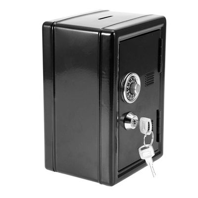 Beufee Digital Money Box, Mini Savings Piggy Banks Stainless Steel Piggy Bank Money Box Digital Cash Coin Jar Mini Cute Money Bank with 2 Key(Black)