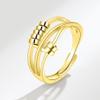 LIOYSIUT 925 silver anti-anxiety ring gadget ring for women and men anxiety ring rotating finger ring with beads for anxiety sufferers rotating ring (Platinum) view 3