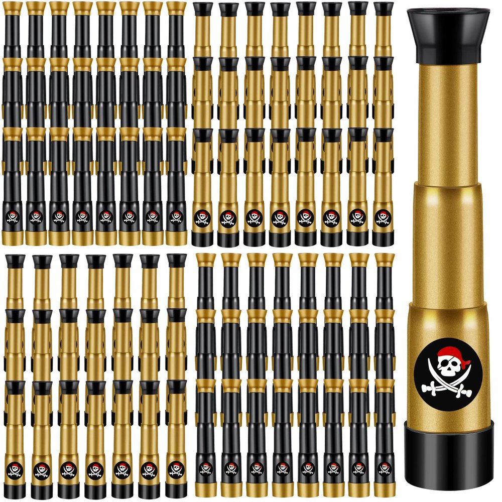 Deekin 36 Pcs Pirate Telescope Toy for Kids Pirate Birthday Toddler Telescope Spyglass Mini Treasure Hunt Pirates Ship Toys for Kids Birthday Party Favors