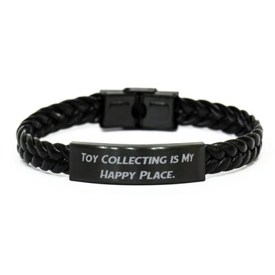 Game On Novelties Perfect Toy Collecting Braided Leather Bracelet, Toy Collecting is My Happy Place., Special for Friends, Holiday