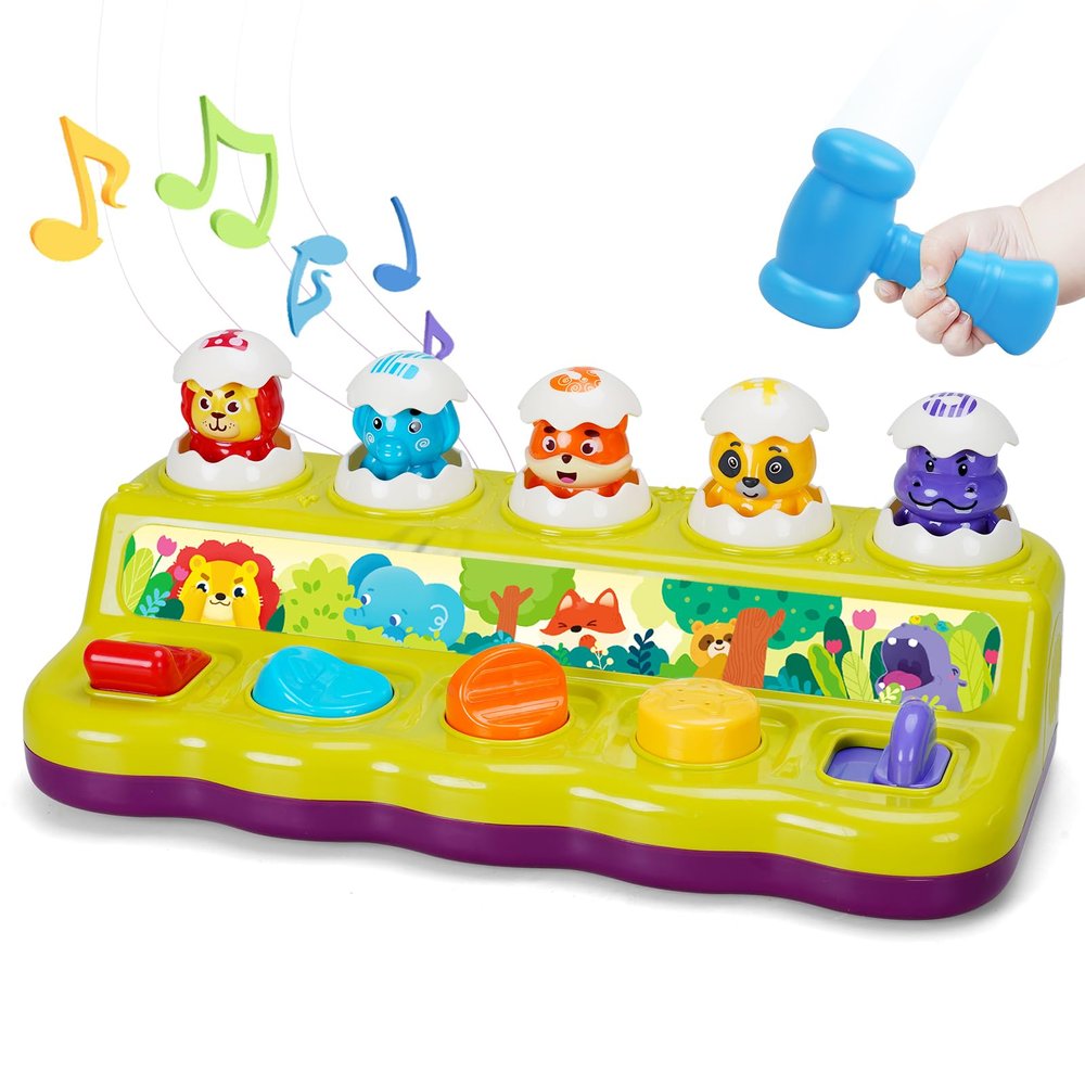 FS Toddler Pop Up Toy with Music and Light, Cause and Effect Toys for 6 9 12 18 Month Old Baby, Early Learning Educational Toys for 1 2 Year Old Boy and Girls Gifts