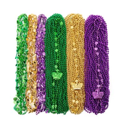 102 Pcs Mardi Gras Beads Necklaces Assorted Colors Beaded Costume Necklace for Mardi Gras Party, St Patrick Day Celebrations, Carnival Party, New Year Parade (Mardi Gras Style 1)