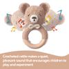 WOODEN TEETHER Baby Rattle, Shaker Toy,Crochet Baby Rattle, Crochet Baby Toys, Organic Wooden Newborn Toys, Newborn Animal Rattle ToysKnitted Stuffed Animals Gifts for Baby, Kahki Bear view 2
