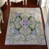 112 Scale Square Shape Miniature Dollhouse Rug Light Blue Olive Leaves Beautiful Design view 2