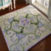 112 Scale Square Shape Miniature Dollhouse Rug Light Blue Olive Leaves Beautiful Design view 3