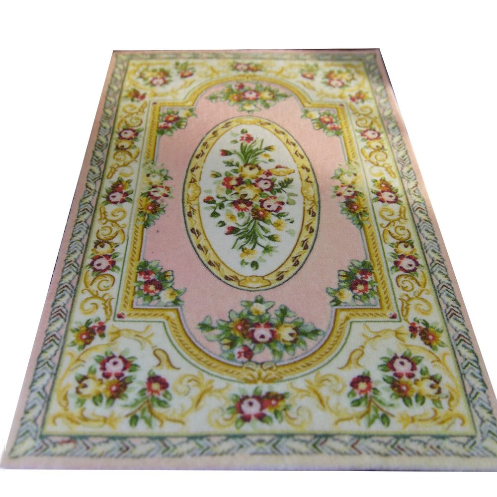 112 Scale Miniature Dollhouse Rug Beautiful Victorian Design Pink Theme Floral Bundle