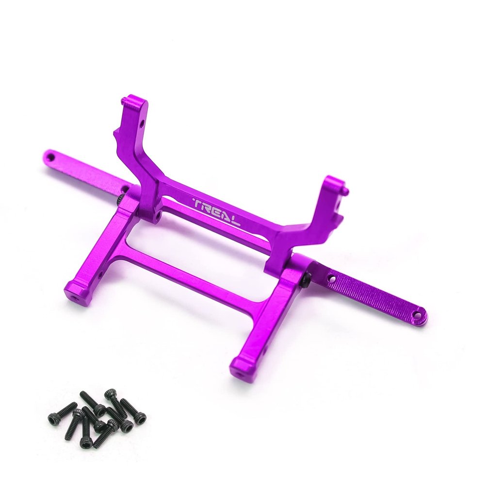 TREAL Aluminum 7075 Rear Bumper Mount & Rear Body Post Mount for Axial SCX24 C10 Upgrades (Purple)