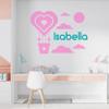 Cute Heart-Shaped Balloon in Sky Patterns with Your Own Name Sticker - Personalize Colorful Girls Name Decal with Any Color and Size 46x54 in inches view 1