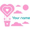Cute Heart-Shaped Balloon in Sky Patterns with Your Own Name Sticker - Personalize Colorful Girls Name Decal with Any Color and Size 35x47 in inches view 2