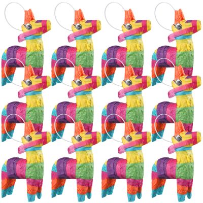 Kathfly 12 Pcs Mini Donkey Piatas Small Mexican Piata Cactus Fiesta Decorations Mexican Party Decorations Cinco De Mayo for Fiesta Theme Birthday Party Supplies (Cute Donkey)