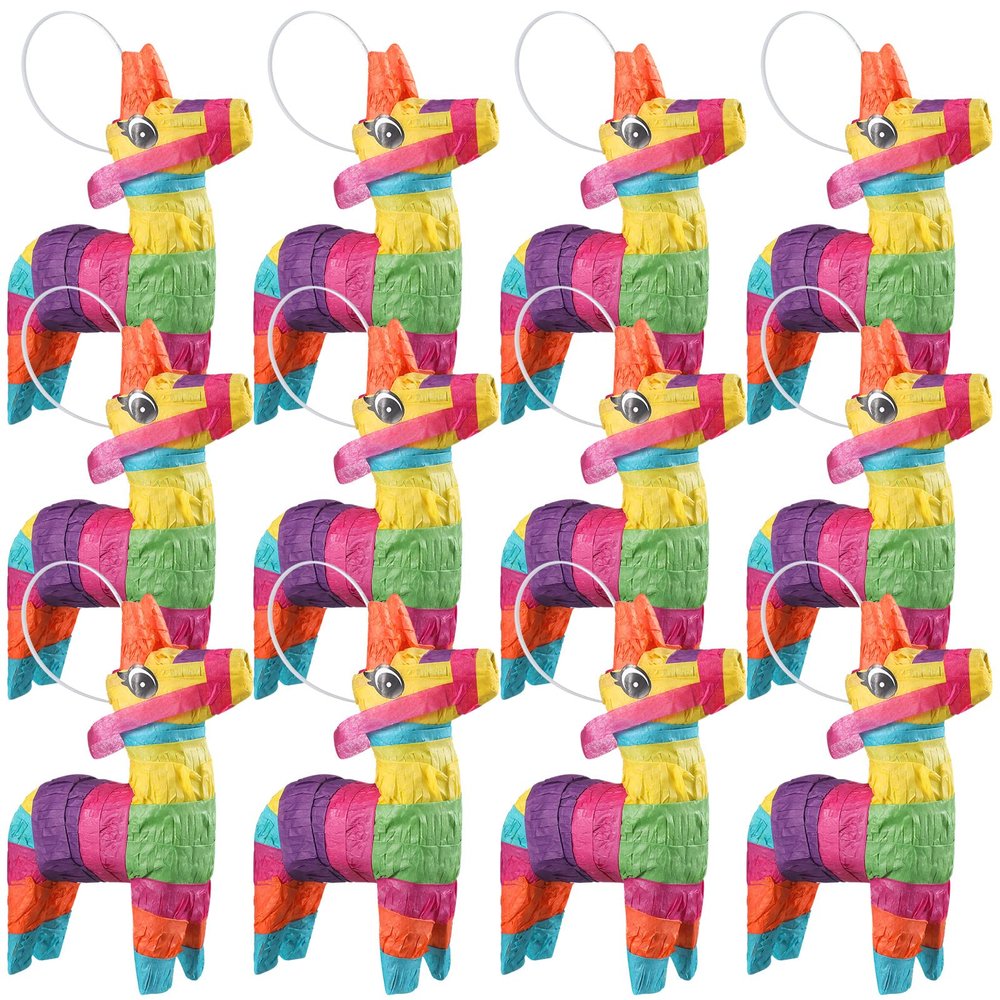 Kathfly 12 Pcs Mini Donkey Piatas Small Mexican Piata Cactus Fiesta Decorations Mexican Party Decorations Cinco De Mayo for Fiesta Theme Birthday Party Supplies (Cute Donkey)