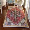 112 Scale Miniature Dollhouse Rug Persian Tribal Geometrical Design Wine Blue Gold Black view 4