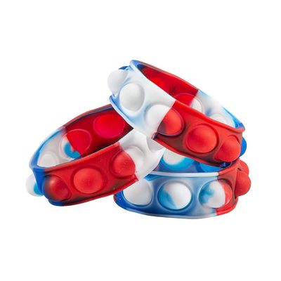 Fun Express 7 1/2" Patriotic Lotsa Pops Pop Fidget Toy Bracelets - 12 Pc.