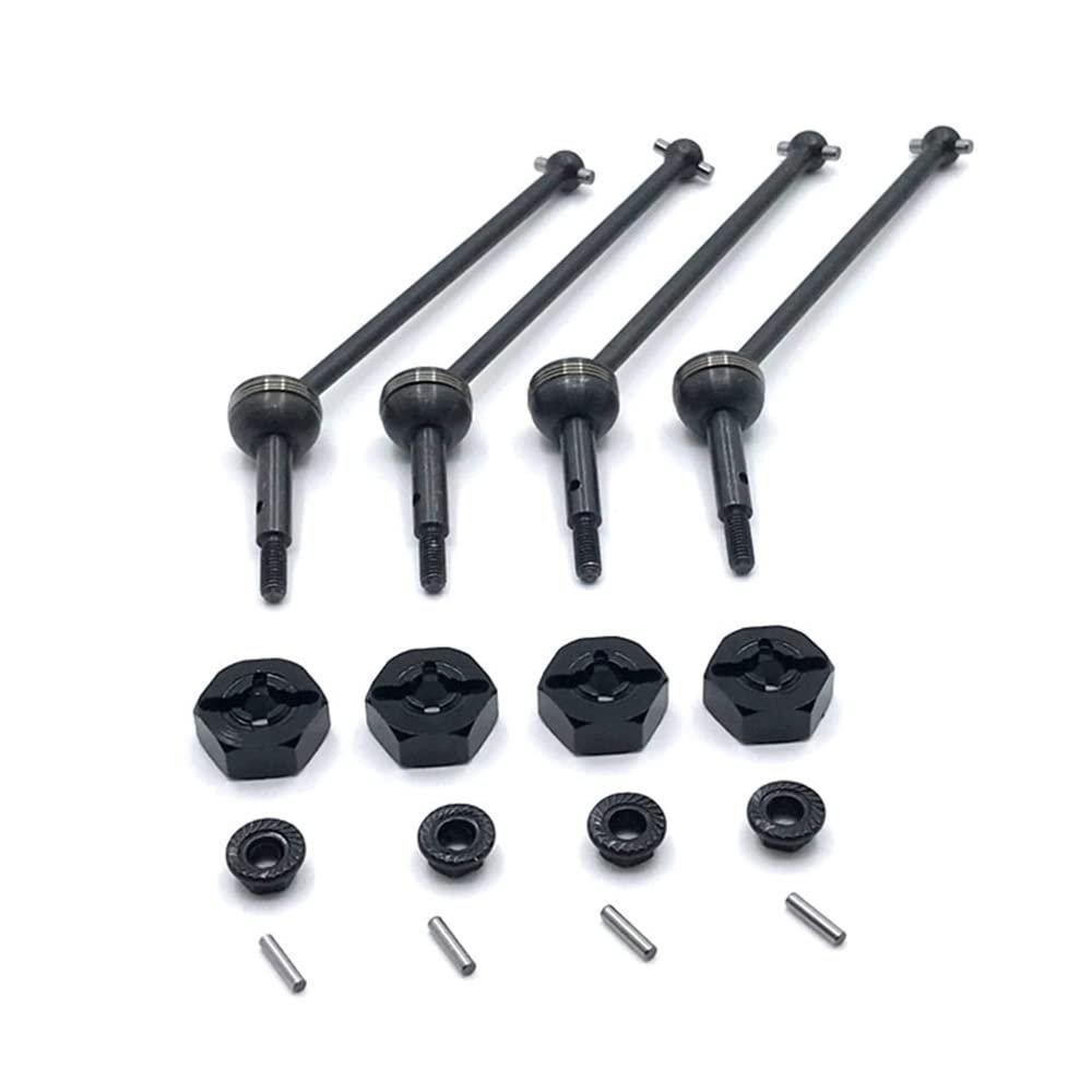 NORMICHIC RC Car CVD Drive Shaft and 12MM Wheel Hub Hex for WLtoys 1/14 144010 144001-02, 1/12 Scale RC Model Upgrade Parts (Black)