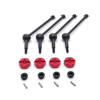 NORMICHIC RC Car CVD Drive Shaft and 12MM Wheel Hub Hex for WLtoys 1/14 144010 144001-02, 1/12 Scale RC Model Upgrade Parts (Red)