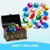 Sloosh Diving Gems Pool Toys, 16 Big Colorful Diamond with Pirate Treasure Chest,Swim Dive Toy for Kids Underwater Gemstone Swimming Training Gift Water Pool Games(Gold) view 4
