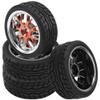 4Pack HIRCQOO 12mm Hex Plastic Wheel Rims & 2.59" Rubber Tires Set w/Foam Compatible with Traxxas Kyosho HPI Tamiya TT-01 TT-02 Sakura HSP 1/10 RC On-Road Touring Car (Red) view 2