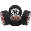4Pack HIRCQOO 12mm Hex Plastic Wheel Rims & 2.59" Rubber Tires Set w/Foam Compatible with Traxxas Kyosho HPI Tamiya TT-01 TT-02 Sakura HSP 1/10 RC On-Road Touring Car (Red) view 3