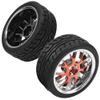 4Pack HIRCQOO 12mm Hex Plastic Wheel Rims & 2.59" Rubber Tires Set w/Foam Compatible with Traxxas Kyosho HPI Tamiya TT-01 TT-02 Sakura HSP 1/10 RC On-Road Touring Car (Red) view 4