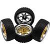 4Pack HIRCQOO 12mm Hex Plastic Wheel Rims & 2.59" Rubber Tires Set w/Foam Compatible with Traxxas Kyosho HPI Tamiya TT-01 TT-02 Sakura HSP 1/10 RC On-Road Touring Car (Yellow) view 3
