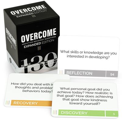 Overcome Addiction Recovery Questions Expanded Edition  130 Therapy Prompt Flash Cards for Reflection, Group Counseling, Rehab & Recovery Support  Discovery, Recovery & Reflection by Briston