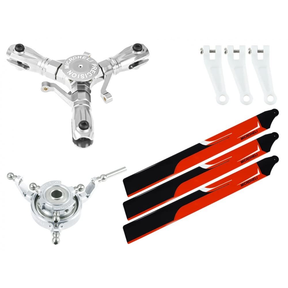 Microheli CNC Triple Red Carbon Plastic Blades Conversion Set - Blade Infusion 180