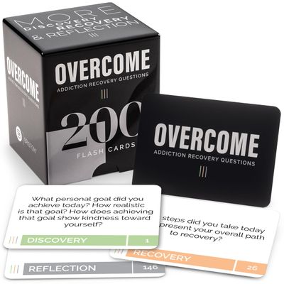 Briston Overcome Addiction Recovery Flash Cards 200 Therapy Question Cards for Group Counseling, Sobriety, and Mental Health Reflection Prompts for Substance Abuse and Relapse Prevention
