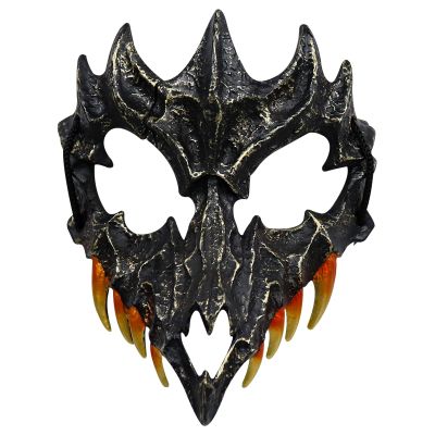Halloween Japanese Half Mask - Tiger Mask,Ye Dragon God Black Bone Masks, Resin Skull Scary Horror Ninja Mask Costume Props
