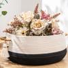 KAKAMAY Woven Baskets for Storage(16"x8"),Blanket Basket for Organizing Living Room,Cotton Rope Basket Woven Baby Laundry Hamper,Collapsible Laundry Room Organization,Clothes,Toy Chest(Black) view 1