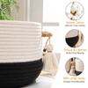 KAKAMAY Woven Baskets for Storage(16"x8"),Blanket Basket for Organizing Living Room,Cotton Rope Basket Woven Baby Laundry Hamper,Collapsible Laundry Room Organization,Clothes,Toy Chest(Black) view 2