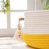 KAKAMAY Woven Baskets for Storage(16"x8"),Blanket Basket for Organizing Living Room,Cotton Rope Basket Woven Baby Laundry Hamper,Collapsible Laundry Room Organization,Clothes,Toy Chest(Yellow) view 2