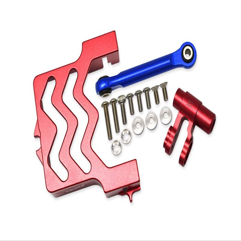 GPM Upgrades Aluminum Servo Mount +Aluminum Tie Rod+25T Aluminum Servo Horn for 1/5 X-MAXX 6S/8S Monster Truck RC Cars (red)