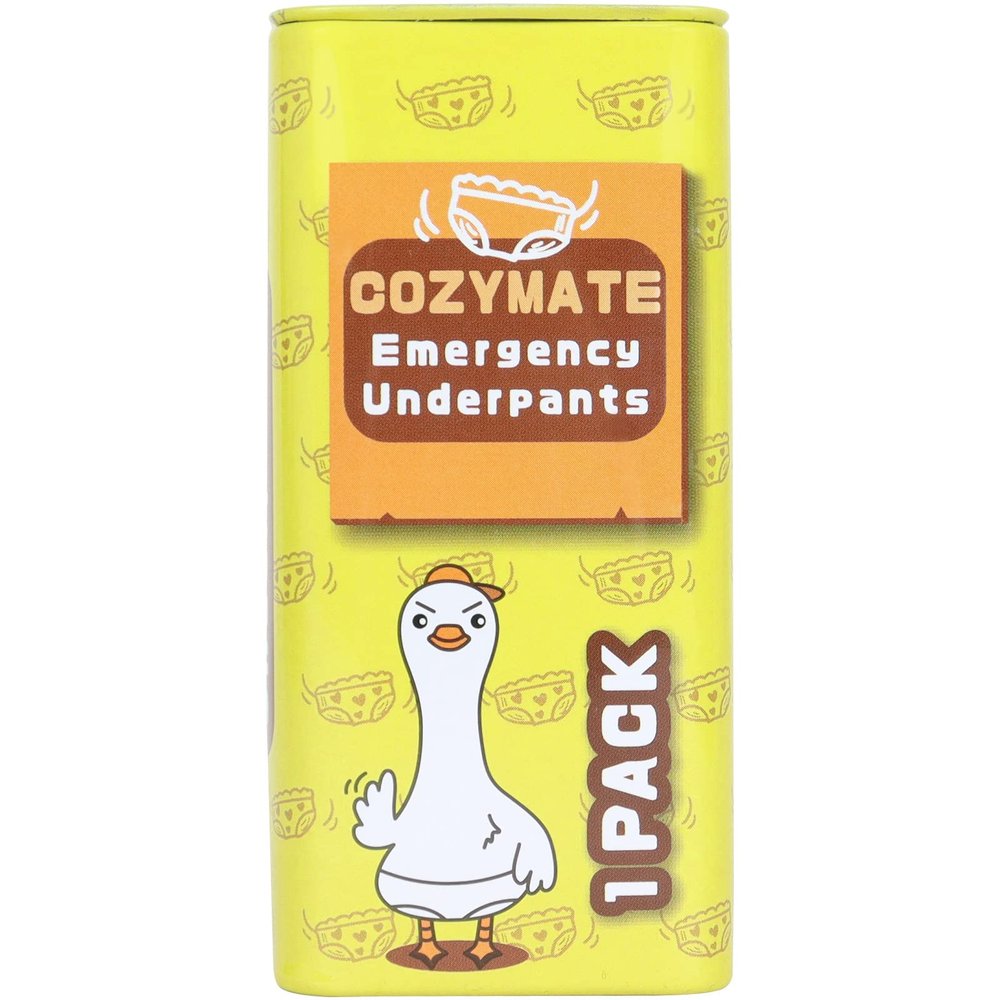 COZYMATE Emergency Underpants Gag Gifts, Travel Out Instant Underwear in Compact Tin Container, Great Funny Useful White Elephant Gift Exchange for Men Women Adult