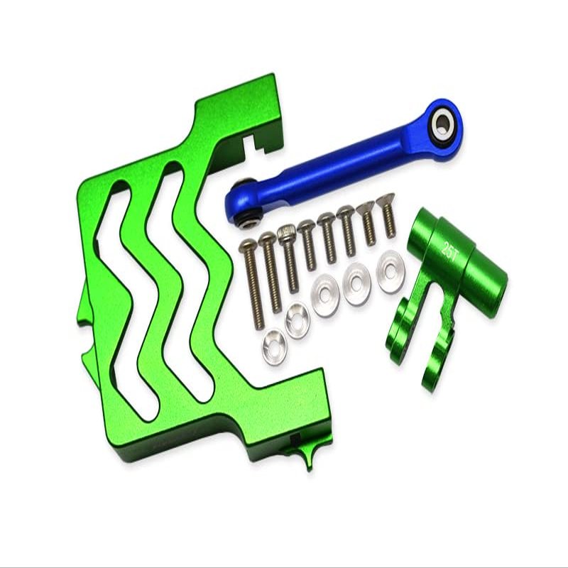 GPM Upgrades Aluminum Servo Mount +Aluminum Tie Rod+25T Aluminum Servo Horn for 1/5 X-MAXX 6S/8S Monster Truck RC Cars (Green)