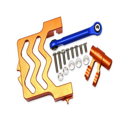 GPM Upgrades Aluminum Servo Mount +Aluminum Tie Rod+25T Aluminum Servo Horn for 1/5 X-MAXX 6S/8S Monster Truck RC Cars (Orange)
