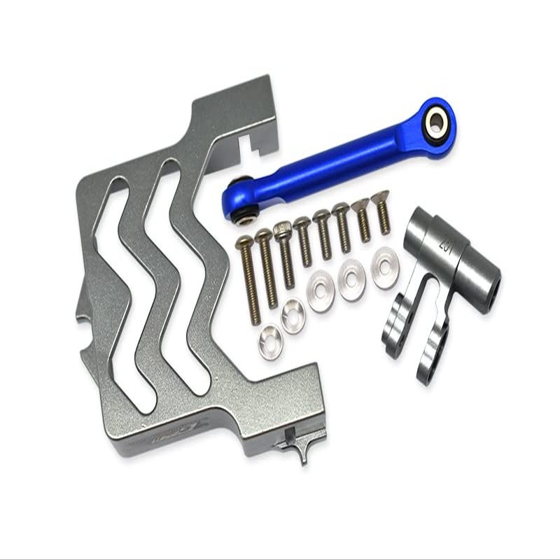 GPM Upgrades Aluminum Servo Mount +Aluminum Tie Rod+25T Aluminum Servo Horn for 1/5 X-MAXX 6S/8S Monster Truck RC Cars (Gray)