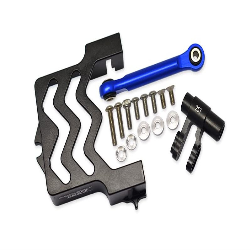 GPM Upgrades Aluminum Servo Mount +Aluminum Tie Rod+25T Aluminum Servo Horn for 1/5 X-MAXX 6S/8S Monster Truck RC Cars (Black)
