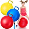 Lewtemi 3 Pcs 22 Inch Bouncing Ball with Handle, Outdoors Hopper Jumping Hopping Ball and Air Pump for Sports Exercise (Red, Blue, Yellow) view 1
