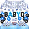 Cheereveal BBQ Baby Shower Decorations Boy Blue, Baby Q Party Decorations with Blue Checked Tablecloth Baby Q Foil Balloons for Barbecue Themed Baby Shower Birthday Party view 1
