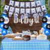Cheereveal BBQ Baby Shower Decorations Boy Blue, Baby Q Party Decorations with Blue Checked Tablecloth Baby Q Foil Balloons for Barbecue Themed Baby Shower Birthday Party view 2