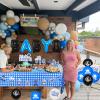 Cheereveal BBQ Baby Shower Decorations Boy Blue, Baby Q Party Decorations with Blue Checked Tablecloth Baby Q Foil Balloons for Barbecue Themed Baby Shower Birthday Party view 4