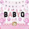 Cheereveal BBQ Baby Shower Decorations Girl Pink, Baby Q Party Decorations with Pink Checked Tablecloth Baby Q Foil Balloons for Barbecue Themed Baby Shower Birthday Party view 1