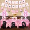 Cheereveal BBQ Baby Shower Decorations Girl Pink, Baby Q Party Decorations with Pink Checked Tablecloth Baby Q Foil Balloons for Barbecue Themed Baby Shower Birthday Party view 3