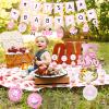 Cheereveal BBQ Baby Shower Decorations Girl Pink, Baby Q Party Decorations with Pink Checked Tablecloth Baby Q Foil Balloons for Barbecue Themed Baby Shower Birthday Party view 4