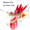 8 Meters (26.2 FT) Square Exercise Dance Dragon Poi with 3D Dragon Head and Swing Rope Combo, Chinese Dragon Dance Wulong Flowy Ribbon Streamer Outdoor Fitness Dragon Stage Prop Set (Golden Green) view 3
