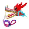 8 Meters (26.2 FT) Square Exercise Dance Dragon Poi with 3D Dragon Head and Swing Rope Combo, Chinese Dragon Dance Wulong Flowy Ribbon Streamer Outdoor Fitness Dragon Stage Prop Set (Golden Purple) view 3
