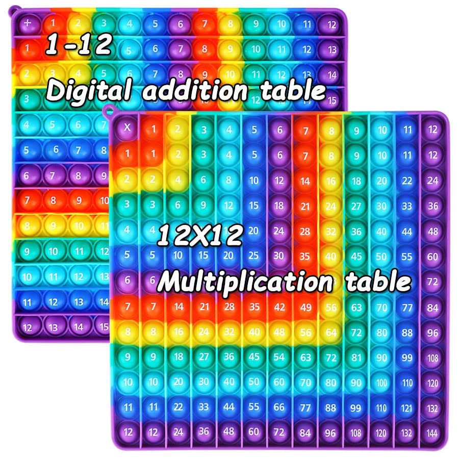 2 in 1 Multiplication Table Game and Digital Addition Table P0PP Math Toy, DK-SIMINA Rainbow Dimple Finger tip Toy, Math Manipulation Game, Create Various Math Operations (1 PCS)