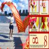 8 Meters (26.2 FT) Square Exercise Dance Dragon Poi with 3D Dragon Head and Swing Rope Combo, Chinese Dragon Dance Wulong Flowy Ribbon Streamer Outdoor Fitness Dragon Stage Prop Set (Golden Red) view 4